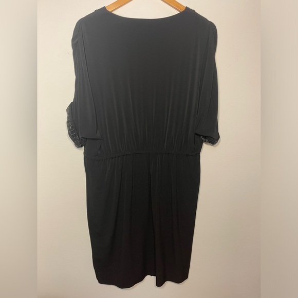 40-Calvin Klein Short Sleeve Midi Black Dress with Beading Size 12 - Picture 7 of 11